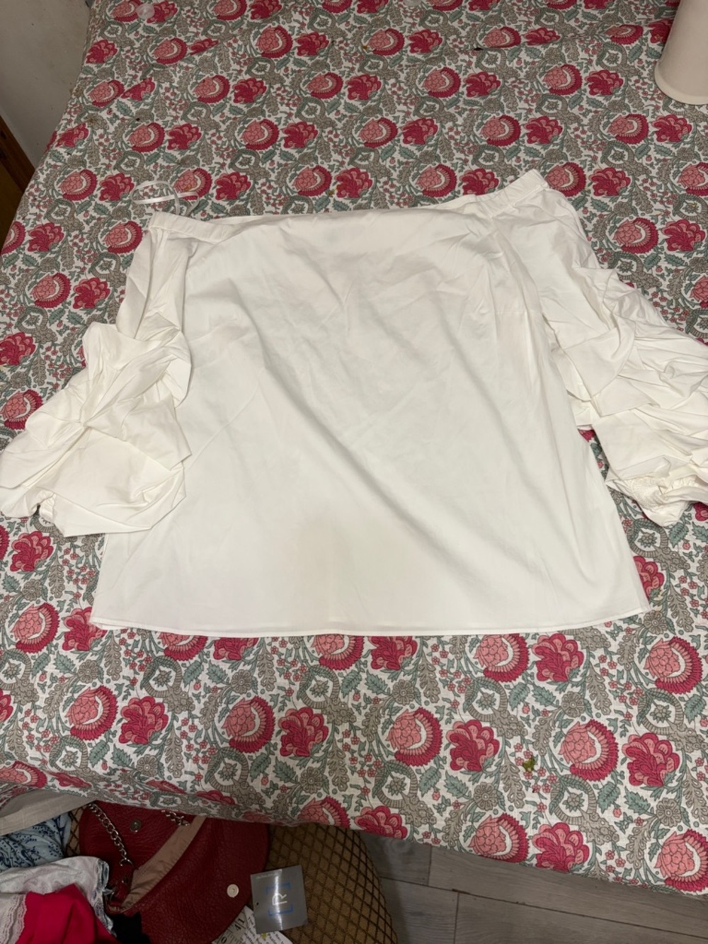 White House Black Market White Off-Shoulder Ruffle-Sleeve Blouse